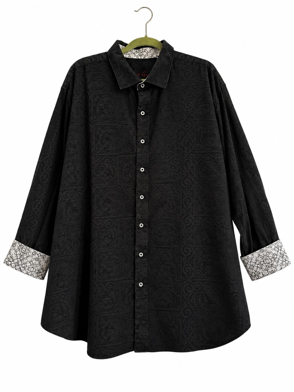 Robert Graham 3XL Black Paisley Jacquard Button Down Shirt Button Flip Cuff